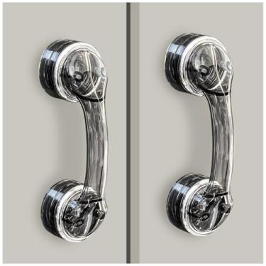 Imagem de EHERDM 2 maçanetas de porta com ventosa para janelas de vidro e portas deslizantes sem perfuração maçaneta removível de geladeira maçaneta de armário adequada para casa banheiro cozinha preta