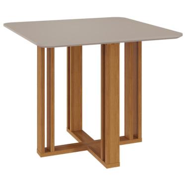 Imagem de Mesa de Jantar Quadrada Flora 95x95 com Tampo em MDF - Cimol Móveis Nature/Off White
