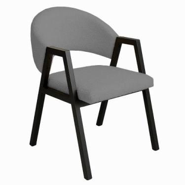 Imagem de Cadeira de Jantar Antonella Boucle Estilo Poltrona Com Pés Preto - 7 D