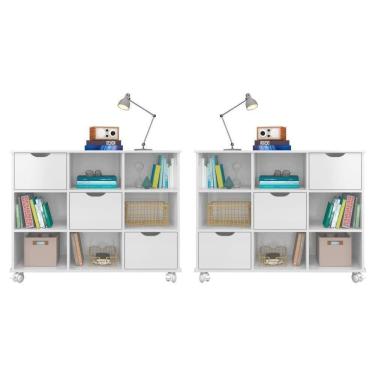 Imagem de Kit 2 Nichos Organizadores Com Rodízios Toys Q01 3 Gavetas Branco