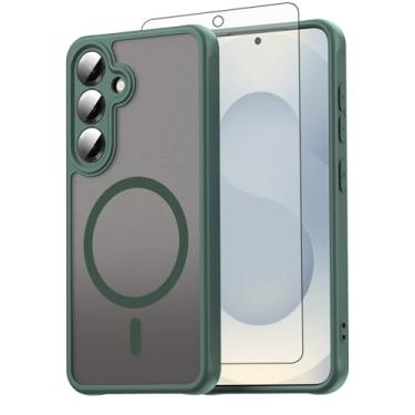 Imagem de Asuwish Capa de telefone para Samsung Galaxy S24/S25 5G, compatível com Magsafe Magnetic, translúcido fosco anti-impressão digital, capa protetora à prova de queda S 24 24S 25 25S G5 SM-S931U feminina