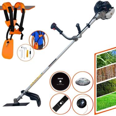 Imagem de Roçadeira Podador de Grama Lateral À Gasolina Anmax CG430B 43cc 1,7HP Completa Com Carretel de Nylon + Faca 2 Pontas + Faca 80 Dentes + Escova de Aço