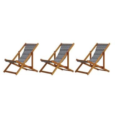 Imagem de Kit 3 Cadeiras Espreguiçadeira Preguiçosa Dobrável Sem Braço Mel