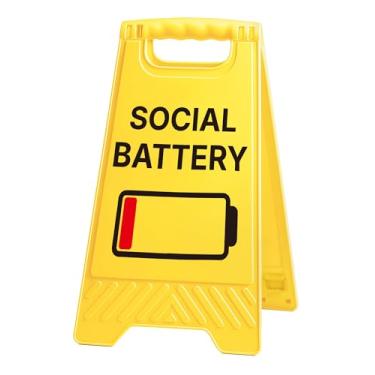 Imagem de Placa de mesa de escritório engraçada para mulheres - bateria social. Placa de mesa engraçada com suporte de telefone e função de espelho, perfeita para presentes de aniversário, Natal, elefante