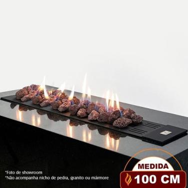 Imagem de Lareira a gás Fogo e Art Luna de 100cm Gás GLP com pedras vulcânicas