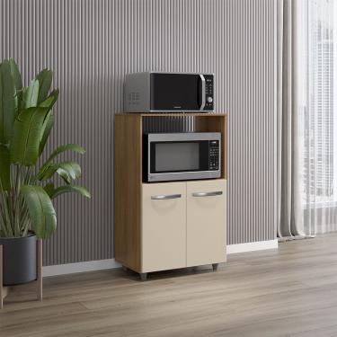 Imagem de Armário Balcão Multiuso para Cozinha Micro-ondas e Forno Tais 02 Portas Savana Off White Moblis