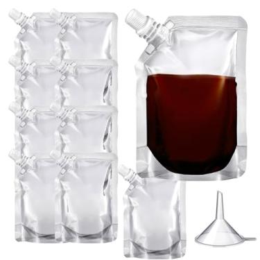 Imagem de Frunsse Frascos de plástico – Sacos reutilizáveis para bebidas alcoólicas para adultos, sacos reutilizáveis para bebidas (200 ml - 10 peças + funis)
