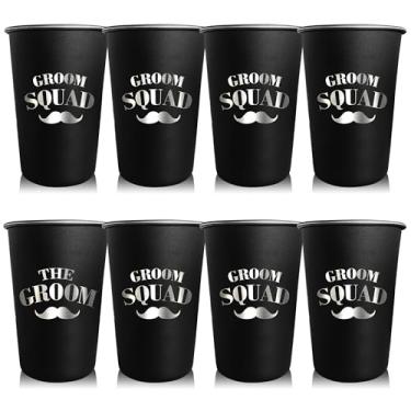 Imagem de GROOM SQUAD Groomsmen Gifts 8 peças copos de noivo 473 ml copos de esquadrão de noivo para lembrancinhas de despedida de solteiro copos de aço inoxidável para padrinhos (Groom Squad)