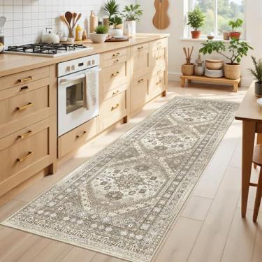 Imagem de Restydon Tapete de corredor de cozinha antiderrapante lavável 6 x 20 cm, tapete de entrada macio para corredores, corredor de carpete para sala de estar, cozinha, lavanderia, banheiro (marrom, 6 x 20