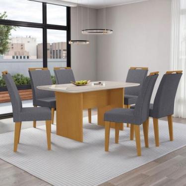 Imagem de Mesa de Jantar 6 Lugares Cairo Evora com Vidro Nature/Cinza - Art Pant