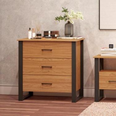 Imagem de Cômoda 89,5cm 3 Gavetas Industrial Pradel Móveis
