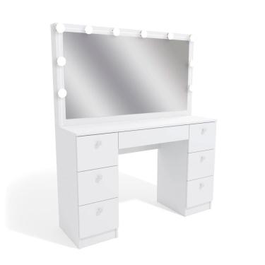 Imagem de Penteadeira Ditália 7 Gav. PE-80 Branco c/ Kit Luz Camarim Cozy