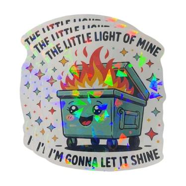Imagem de (3 Pcs) Funny Inspirational Dumpster Fire Sticker – Holographic Vinyl – “This Little Light of Mine” Quote – Perfect for Water Bottles, Laptops, Journals 3 Inches