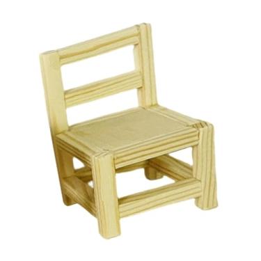 Imagem de YIJU Móveis de madeira para casa de bonecas Móveis de madeira em miniatura Brinquedo de faz de conta Coleção realista Acessório para decoração de casa de, Cadeira 4x6cm