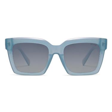 Imagem de SOJOS Óculos de sol quadrados polarizados modernos para mulheres e homens, armação de plástico retrô, óculos de sol inspirados no designer SJ2306, Azul, M