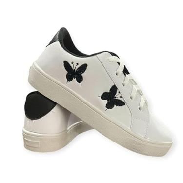 Imagem de Tênis Infantil Feminino com Borboletas Leve e Confortável Solado Antiderrapante Tamanhos do 25 ao 32 (BORBOLETA PRETO, BR, Criança de 4 a 8 anos, Numérico, 27)