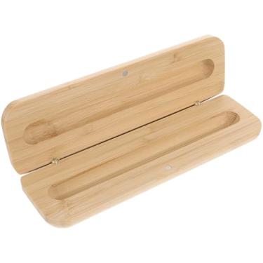 Imagem de Ciieeo Organizador de colar de madeira de bambu - estojo de lápis de mesa e caixa de caneta única - cáqui