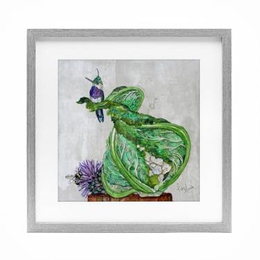 Imagem de Stupell Industries Impressão emoldurada de beija-flor em cinza de couve-flor design sob vidro por Lisa Morales, 40,6 x 40,6 cm