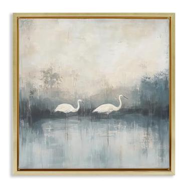 Imagem de Stupell Industries Still Waters Soft Wings Gold Framed Floater Canvas Wall Art Design por Mona Grace, 45,7 x 45,7 cm