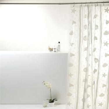 Imagem de Cortina Box Banheiro 100% Pvc 198cm X 180cm Antimofo (198 x 180, Conchas branca)