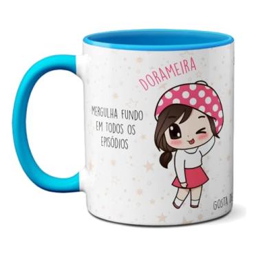 Imagem de Caneca Fofa Características de uma Dorameira Fã de Dorama (Azul)