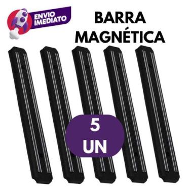 Imagem de Kit 05 Barra Magnética 50Cm Imã Suporte Organizador Facas Tesoura Ferr