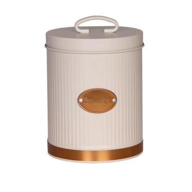 Imagem de Porta Biscoitos De Aço Inoxidável Com Tampa Estilo Retrô - Bege - 13x17cm