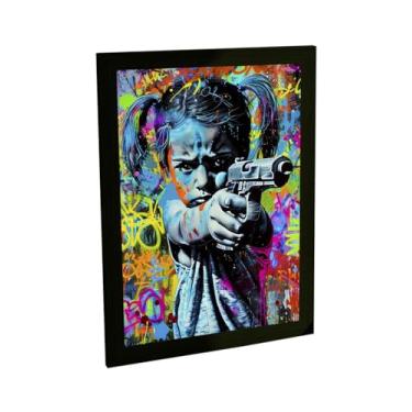 Imagem de Quadro Decorativo Grafite Garota Arte De Rua Banksy Decoração Poster Quarto Sala