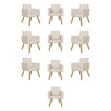 Imagem de Kit 10 Poltronas Nina Decorativa Para Recepção Courino Bege