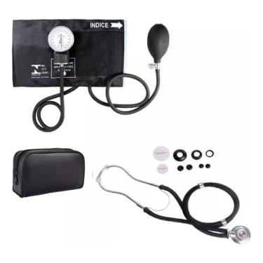Imagem de Kit Esfigmomanômetro Premium + Estetoscopio Rappaport Preto