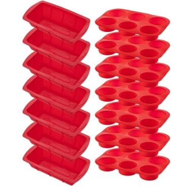 Imagem de 7 Kit Forma Silicone Resistente p/ Cupcakes e Pães Sortida - QUALITY H