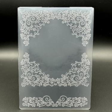 Imagem de Modelo de pasta em relevo de plástico 3D, textura floral, moldura de videira, tamanho A6, para fazer cartões, faça você mesmo, scrapbook, papel, artesanato, artesanato, scrapbook, artes, decoração