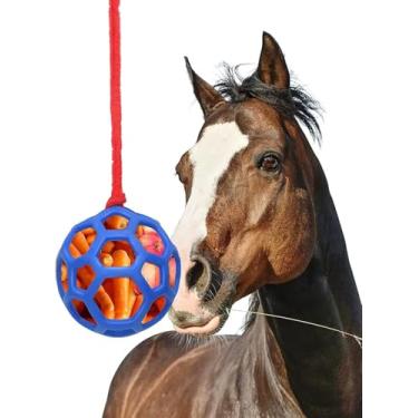 Imagem de Bola De Tratamento De Cavalo, Alimentador De Feno De Cavalo Para S, Bola De Tratamento De Cavalo De Silicone Com Corda De Nylon Forte, Alimentador De Bola Pendurado Brinquedo De Alimen, Blue