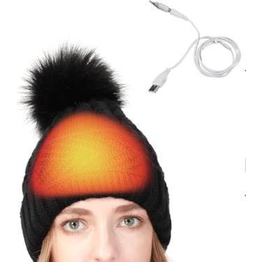Imagem de Gorro Elétrico Aquecido Por Usb Para Inverno Para Mulheres Touca De Aquecimento E Aquecedores De Ouvido Para Caminhadas Pesca Esqui, Black
