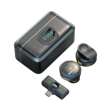 Imagem de Microfone Lavalier Sem Fio 2.4GHz Com Sucção Magnética E Estojo De Car