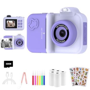 Imagem de MISIRUN Câmera Infantil Com Impressão Instantânea, Presentes De Natal E Aniversário, Brinquedos Para Meninas Meninos 4, 5, 6, 7, 8, 9, 10, 11 12 Anos, Digital Selfie Hd 1080P Duas Lentes Rolos Papel