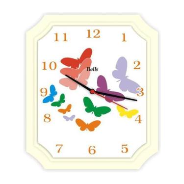 Imagem de Relógio Parede Retangular 23Cm Borboleta - BELLS