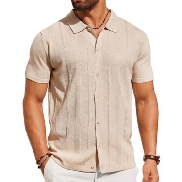 Imagem de Camisa polo COOFANDY Knit de manga curta com botões para homens