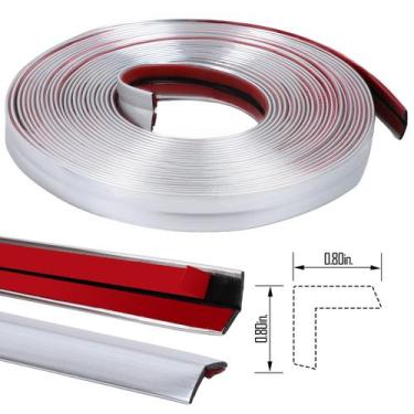 Imagem de Moldagem de acabamento de parede Acewell 10m em PVC prateado autoadesi