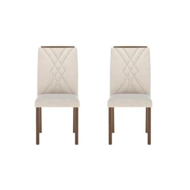 Imagem de Kit 2 Cadeiras para Sala de Jantar com Pés em Madeira Natural Megan 2 