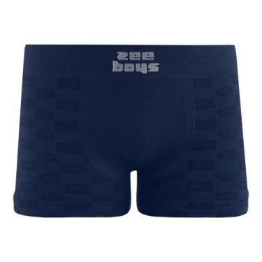 Imagem de Cueca Boxer Infantil sem Costura em Jacquard Folhas Navy - Zee Rucci, 