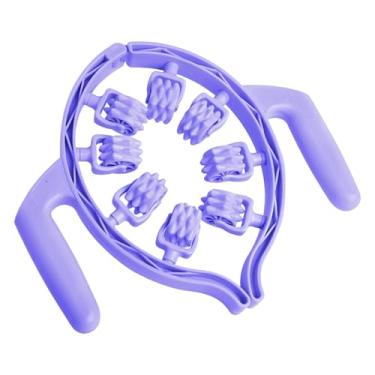 Imagem de predolo Rolo de 8 rodas para pernas, braçadeira de perna multifuncional portátil, ferramenta de massagem de fáscia manual para braço, pescoço, escritório em, Roxo