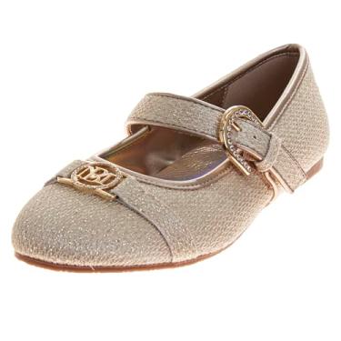 Imagem de Josmo Sandálias femininas Mary Jane Fashion Classic Slip-On Formal Flats (Tamanho Criança Pequena - Criança Grande), Dourado, 17