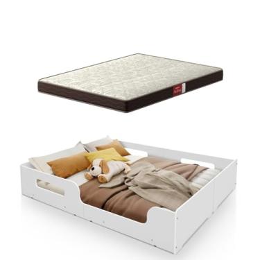 Imagem de Cama Casal Montessoriana Infantil Princesa Moderna Manina/Manino MDF c/Colchão Pelmex - Branco