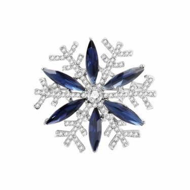 Imagem de Broche de floco de neve de strass de Natal elegante inverno branco flor de gelo chique cristal zircônia cúbica broches para mulheres homens casamento nupcial natal ano novo roupas vestido terno casaco