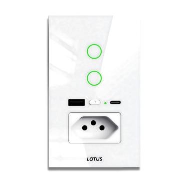 Imagem de Interruptor Wi-Fi Com 2 Botões E 1 Soquete Branco 4X2 Lotus