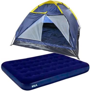 Imagem de Barraca Camping até 4 Pessoas Porta Dupla com Colchão Inflável Casal -