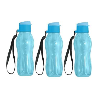 Imagem de Kit 3 Garrafas de Água Tupperware Eco Tupper Azul Claro 310ml