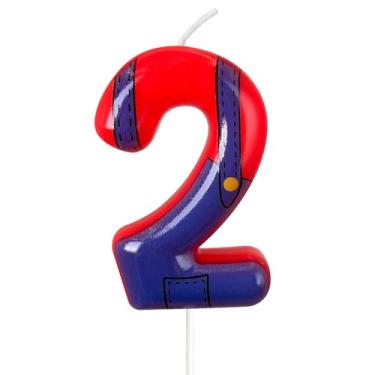 Imagem de WQINX Velas de aniversário para meninos e meninas, com números vermelhos e azuis, adequadas para decoração de festa com tema de jogo de desenho animado Mario, suprimentos de festa infantil, decoração