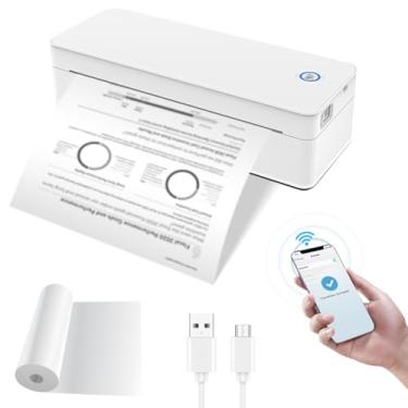 Imagem de Impressora térmica portátil, impressora móvel A4/A5com 1 rolo (50 folhas) de papel térmico Impressoras portáteis para viagem Impressora térmica sem fio Impressora sem tinta para telefones Computador